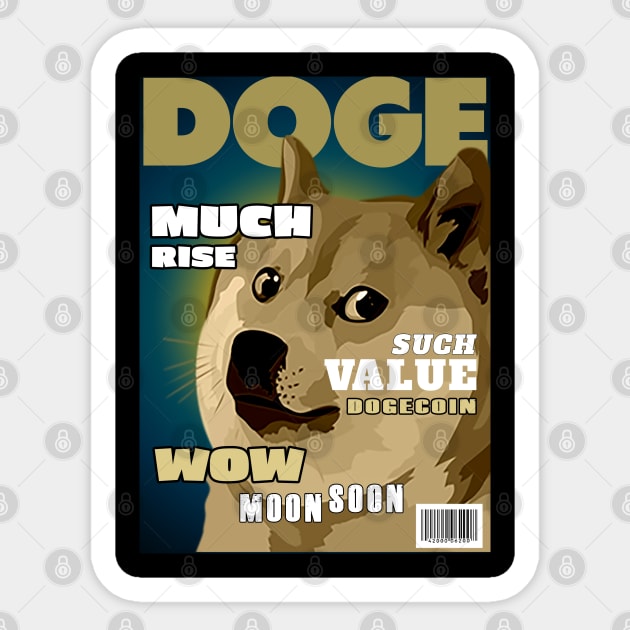 DOGE Magazine Cover Sticker by LunarLanding